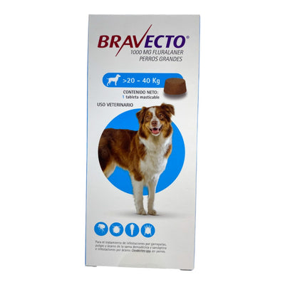 Bravecto 1000 mg 20 a 40 Kg