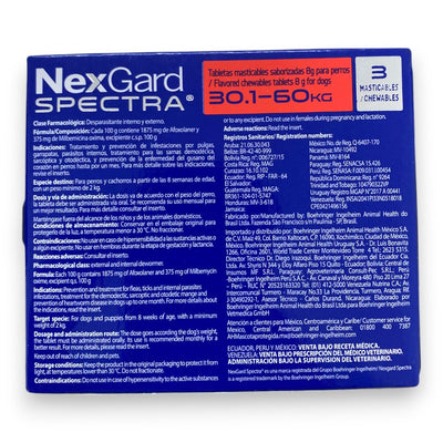 Nexgard Spectra 3 Tabletas 30.1 a 60 Kg