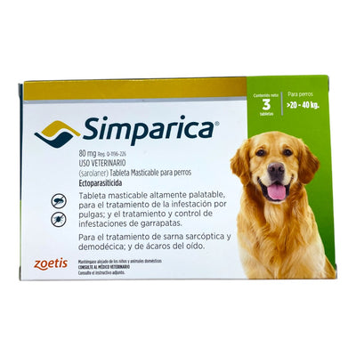 Simparica 3 Masticables 80 Mg 20 a 40 Kg